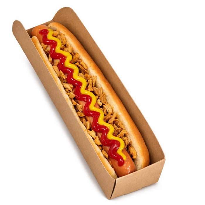 50pcs - Support hot-dog en carton brun - 25 cm x 5,5 cm x 3,7 cm