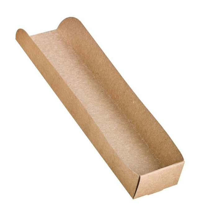 50pcs - Support hot-dog en carton brun - 25 cm x 5,5 cm x 3,7 cm