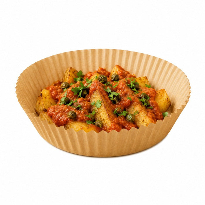100pcs - Ø20cm H4,5cm - Moule à friture rond sans trous en papier kraft 40 g/m²