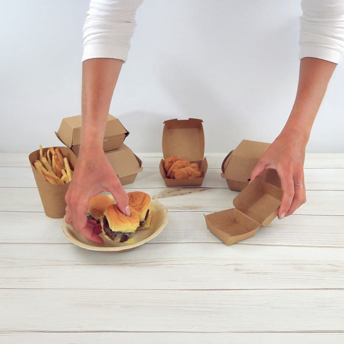 75pcs - Boîte burger carton kraft brun - 11 cm x 10 cm x 8 cm