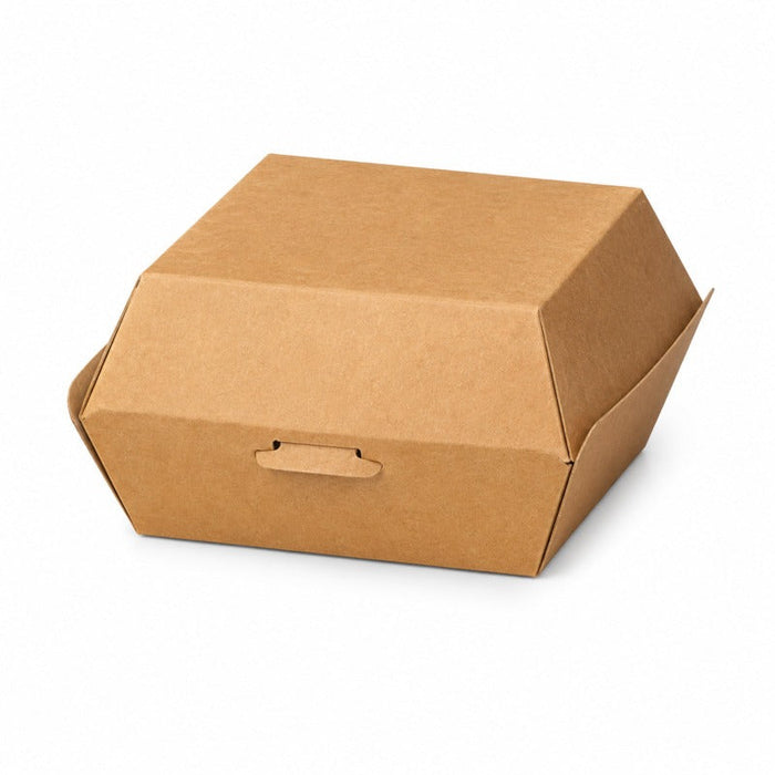50pcs - Boîte burger carton kraft brun - 12,6 cm x 12 cm x 7 cm