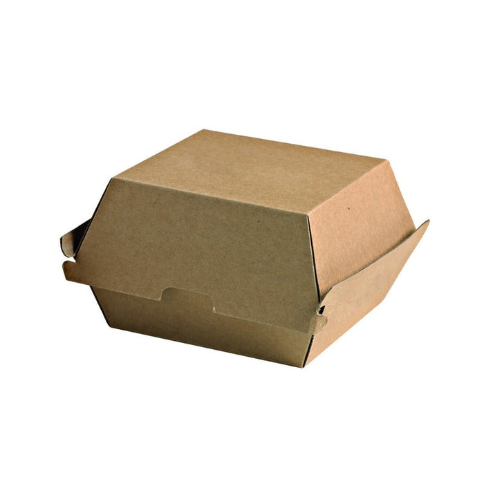 50pcs - Boîte burger carton kraft brun microcannelé - 14,5 cm x 13 cm x 10 cm