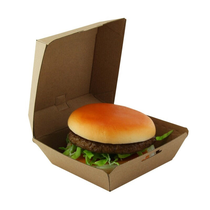 50pcs - Boîte burger carton kraft brun microcannelé - 13,5 cm x 12,5 cm x 6,5 cm