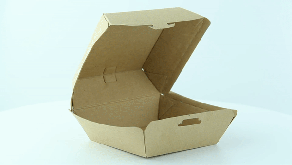 50pcs - Boîte burger carton kraft brun microcannelé - 13,5 cm x 12,5 cm x 6,5 cm