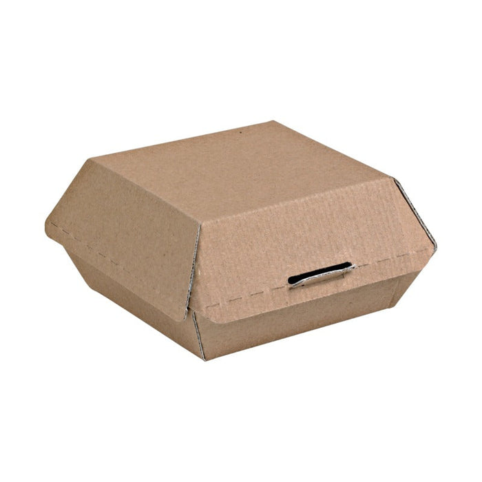 50pcs - Boîte burger carton kraft brun microcannelé - 13,5 cm x 12,5 cm x 6,5 cm