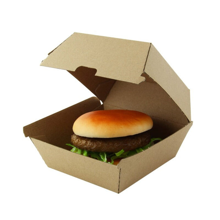 50pcs - Boîte burger carton kraft brun microcannelé - 14,5 cm x 13,3 cm x 8,5 cm