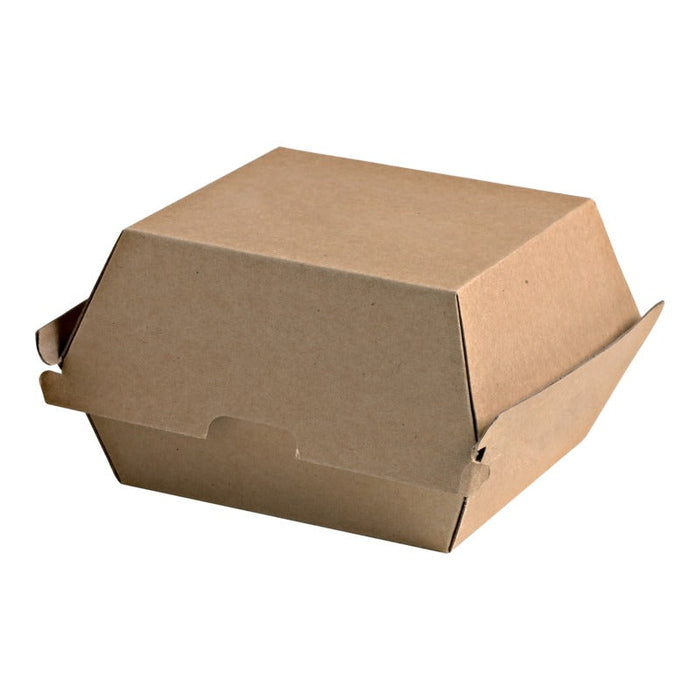 50pcs - Boîte burger carton kraft brun microcannelé - 14,5 cm x 13,3 cm x 8,5 cm