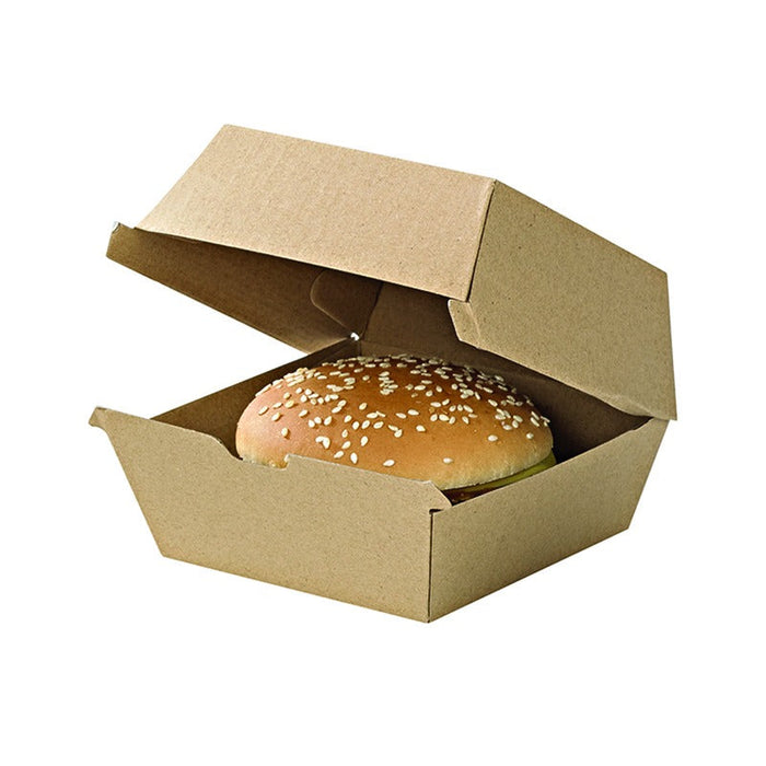 50pcs - Boîte burger carton kraft brun microcannelé - 17,8 cm x 15,5 cm x 8 cm