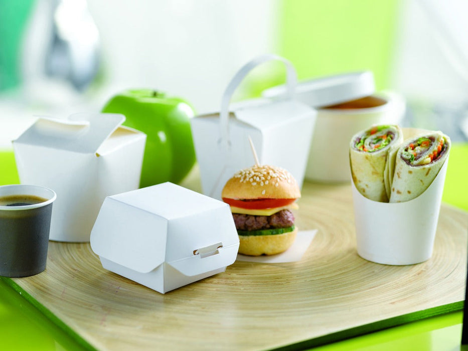 50pcs - Mini boîte burger carton blanc - 9,5 cm x 9,5 cm x 5 cm