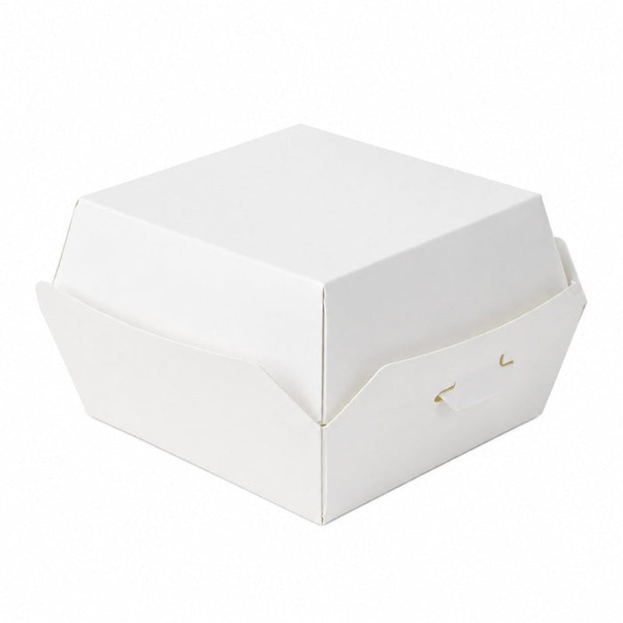 25pcs - Mini boîte burger carton blanc - 9,8 cm x 9,5 cm x 5 cm