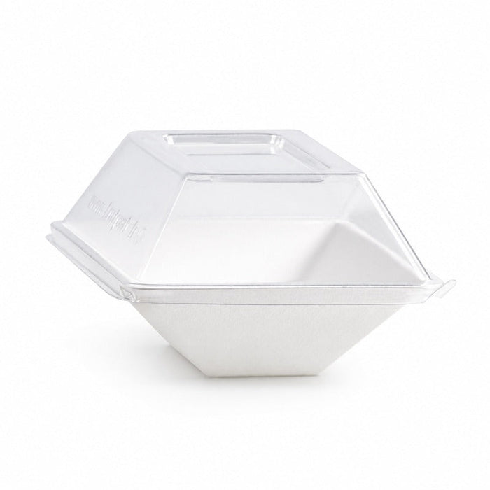 50pcs - Assiette rectangulaire blanche en pulpe "Eco-Design" - 150 ml - 13 cm x 8,5 cm