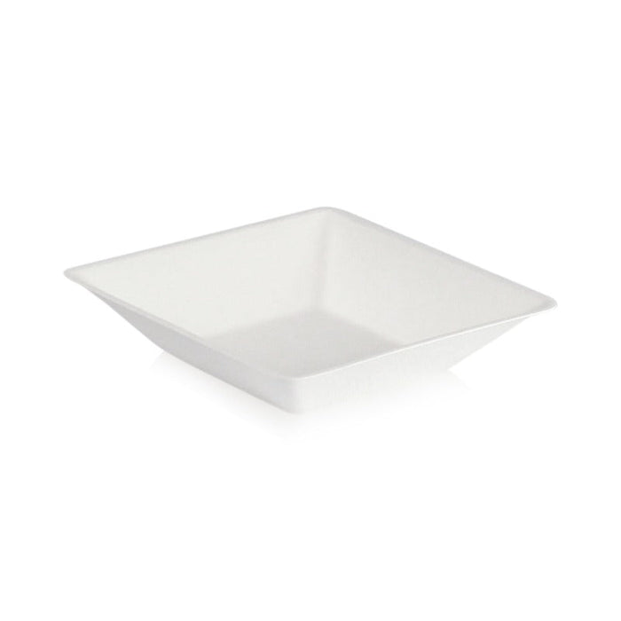 100pcs - Assiette carrée blanche en pulpe "Eco-Design" - 250 ml - 13 cm x 13 cm