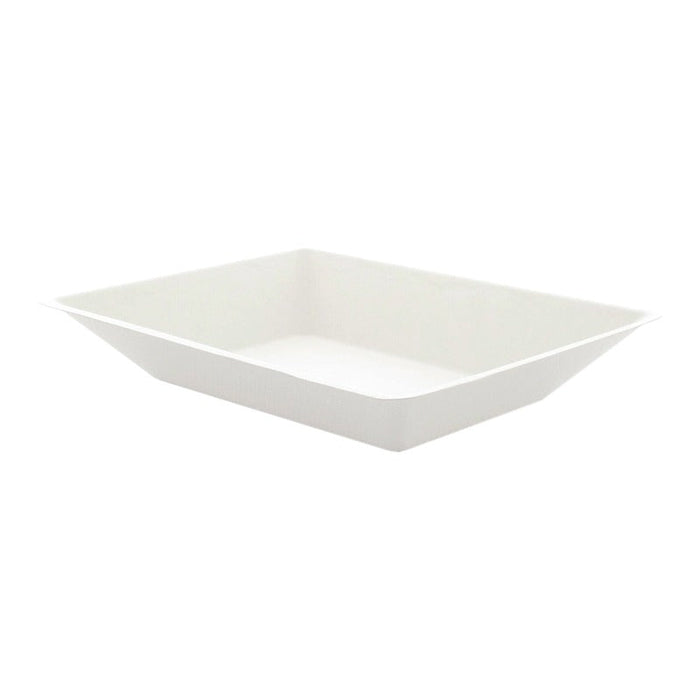 50pcs - Assiette rectangulaire blanche en pulpe "Eco-Design" - 450 ml - 17 cm x 13 cm