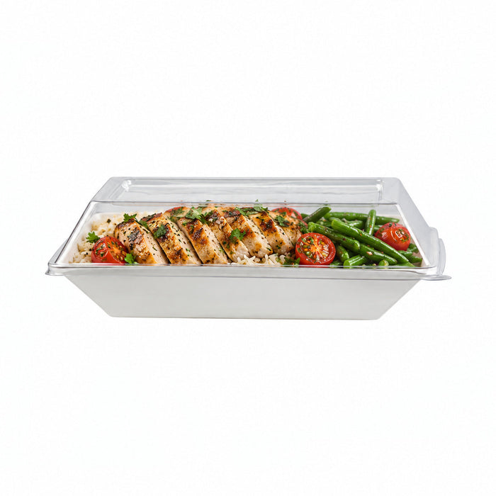 50pcs - Couvercle PET transparent - 18 cm x 13,3 cm x 3 cm - Compatible avec 210ECOD1712, 210ECOD1712F