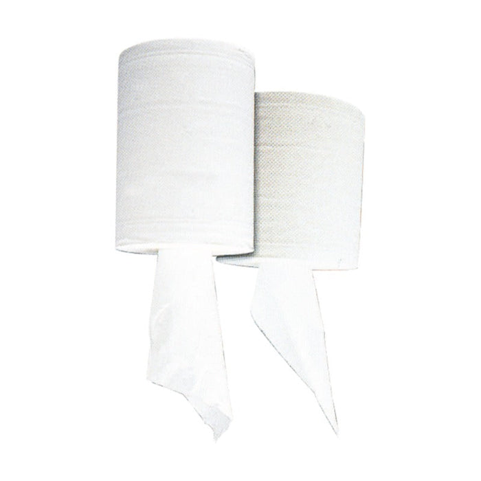 6pcs - Bobine d'essuyage blanche 2 plis à dévidage central - Ø 18 cm - H 18 cm