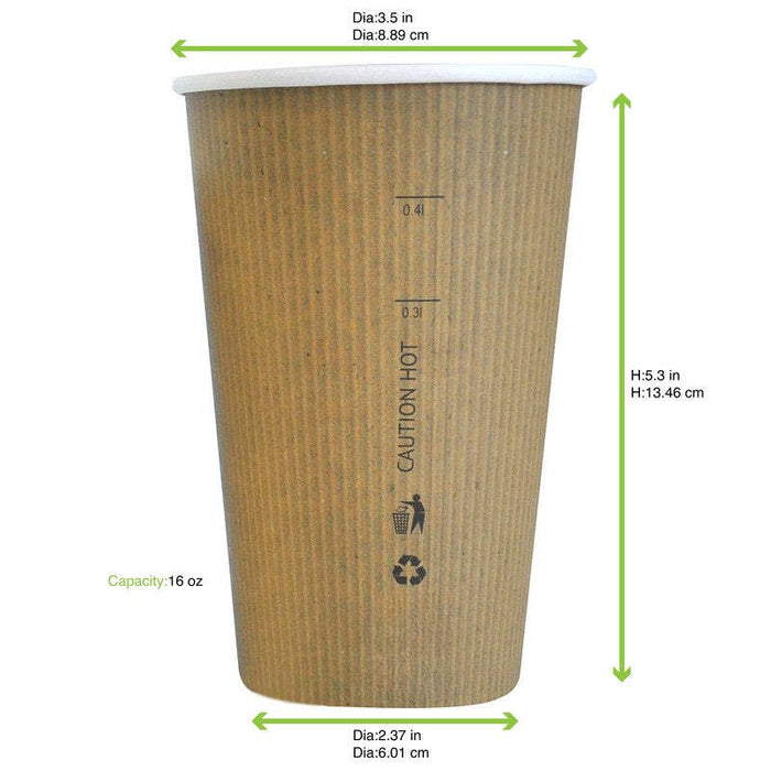 50pcs - Gobelet carton PLA "Nature Cup" - 450 ml - Ø 9 cm - H 13,2 cm