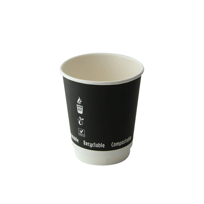 25pcs - Gobelet carton double paroi marron foncé - 230 ml - Ø 8 cm - H 9,1 cm