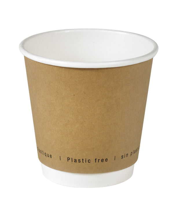 25pcs - Gobelet carton double paroi kraft sans plastique - 300 ml - Ø 9 cm - H 8,6 cm
