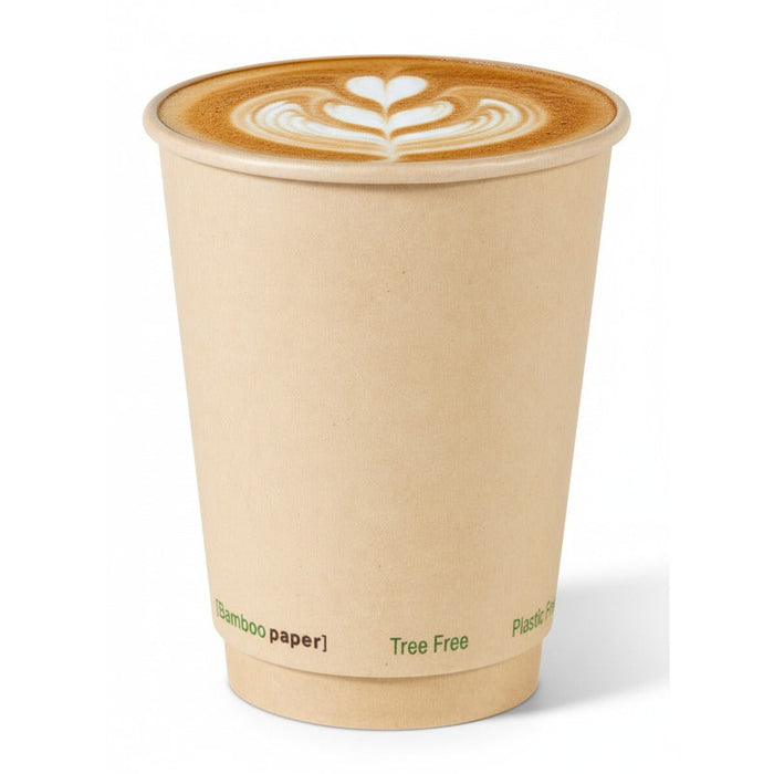 25pcs - Gobelet carton double paroi fibre de bambou sans plastique - 350 ml - Ø 9 cm - H 11 cm