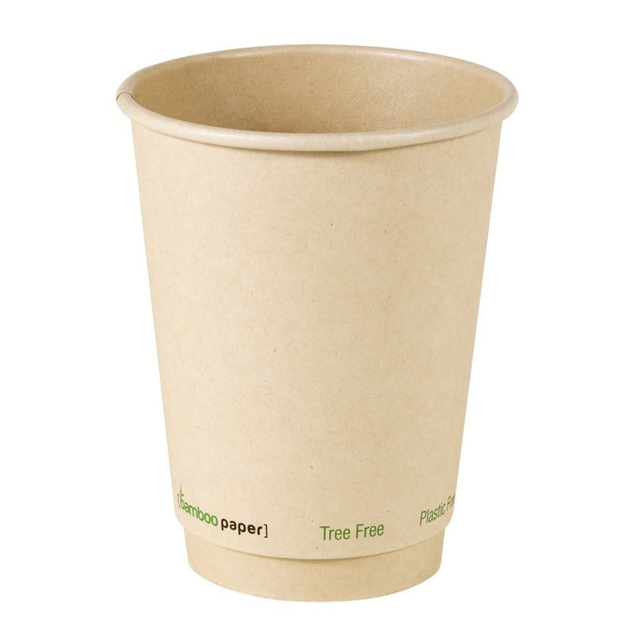 25pcs - Gobelet carton double paroi fibre de bambou sans plastique - 350 ml - Ø 9 cm - H 11 cm