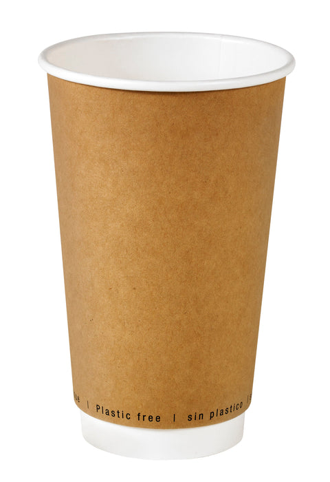 25pcs - Gobelet carton double paroi kraft PLA - 470 ml - Ø 9 cm - H 13,6 cm