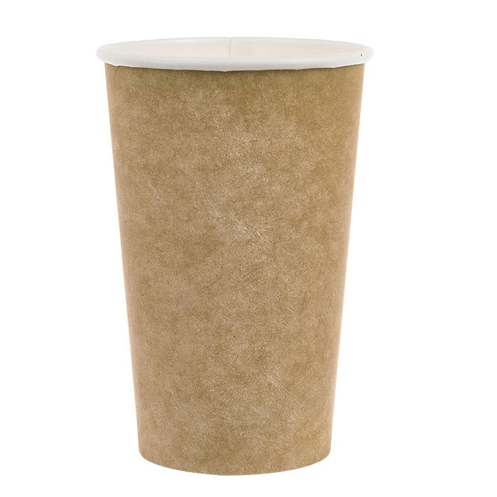 50pcs - Gobelet carton "Havane" blanc imprimé kraft - 450 ml - Ø 9 cm - H 13,4 cm
