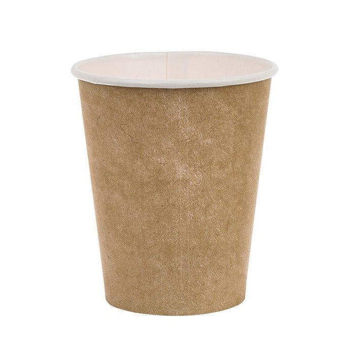 50pcs - Gobelet carton "Havane" blanc imprimé kraft - 230 ml - Ø 8 cm - H 8,9 cm
