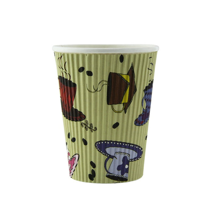 25pcs - Gobelet carton double paroi décor "Tea Cup" - 350 ml - Ø 9 cm - H 10,8 cm