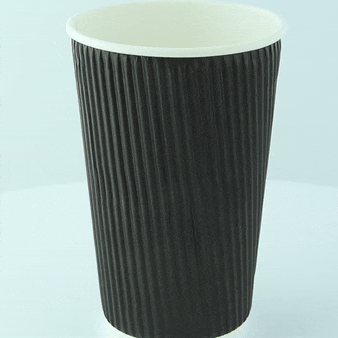 25pcs - Gobelet carton double paroi noir "Rippley" - 450 ml - Ø 9 cm - H 13,6 cm