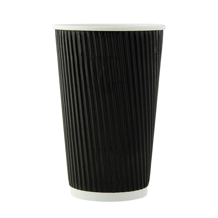 25pcs - Gobelet carton double paroi noir "Rippley" - 450 ml - Ø 9 cm - H 13,6 cm