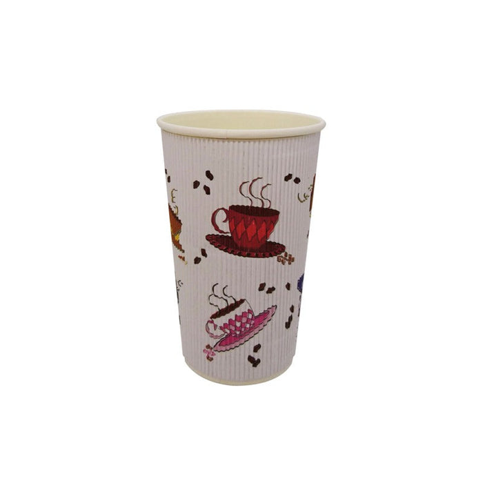 25pcs - Gobelet carton double paroi décor "Tea Cup" - 400 ml - Ø 9 cm - H 13,5 cm
