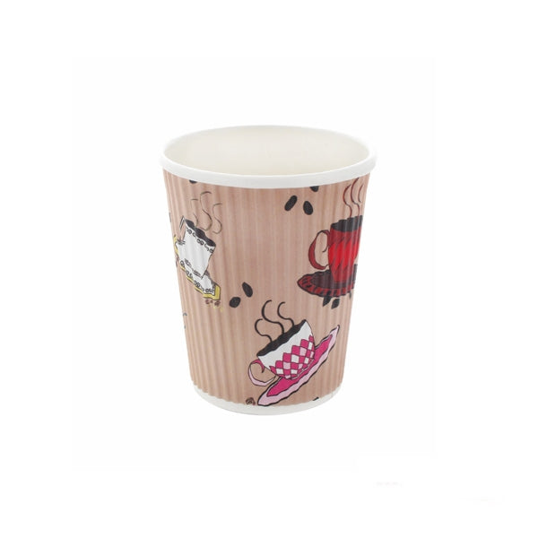 40pcs - Gobelet carton double paroi décor "Tea Cup" - 230 ml - Ø 8 cm - H 9,35 cm