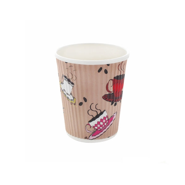 40pcs - Gobelet carton double paroi décor "Tea Cup" - 230 ml - Ø 8 cm - H 9,35 cm