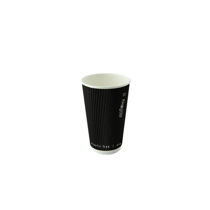 50pcs - Gobelet carton double paroi noir "Rippley" - 120 ml - Ø 6,2 cm - H 6,2 cm