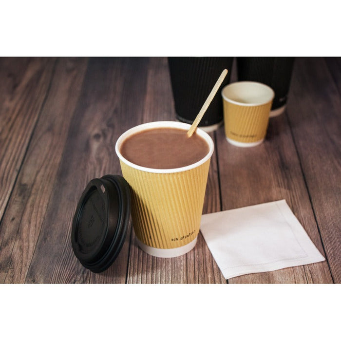 25pcs - Gobelet carton double paroi beige sans plastique "Rippley" - 230 ml - Ø 8 cm - H 9,2 cm