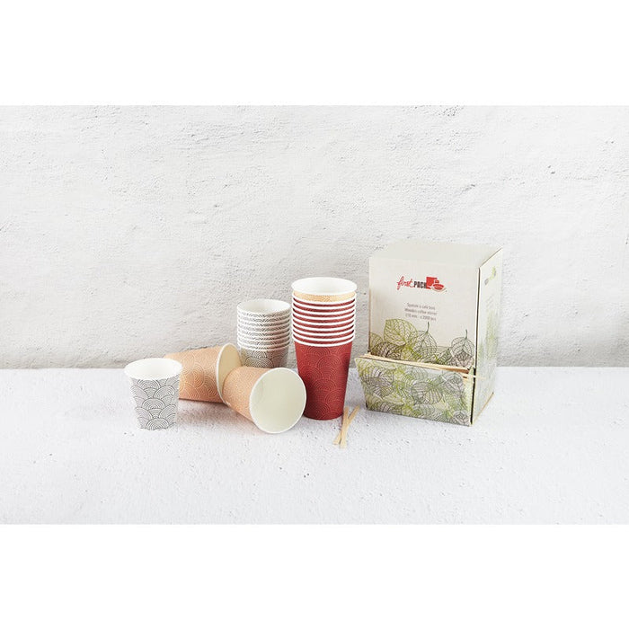 100pcs - Gobelet carton vert d'eau pour distributeur automatique décor "Tokyo" - 120 ml - Ø 6,2 cm - H 6 cm