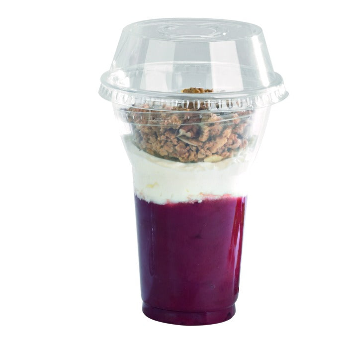 25pcs - Pot à dessert en plastique PET avec couvercle dôme à trou - 450 ml - Ø 9,5 cm - H 12,7 cm