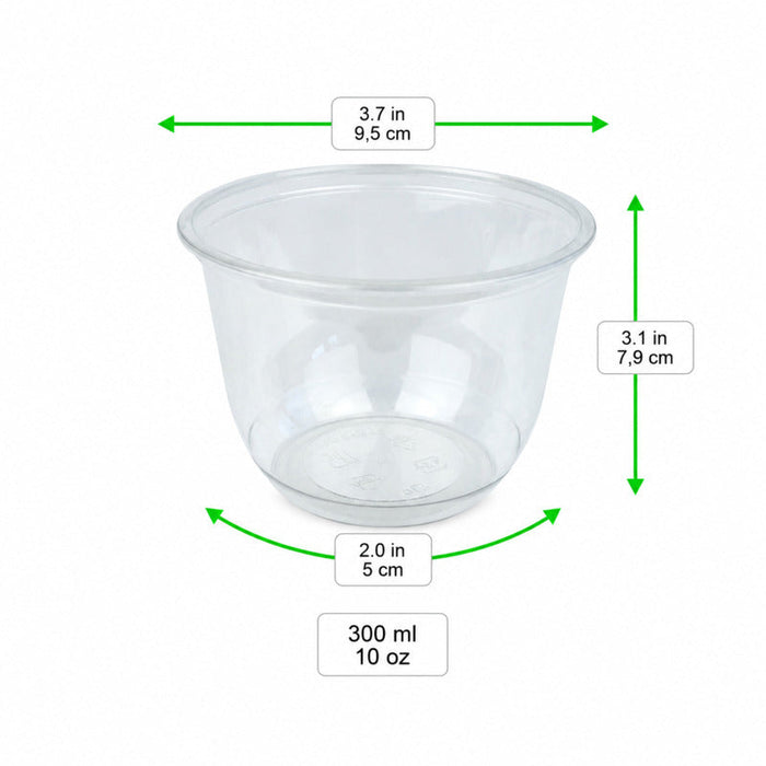 50pcs - Pot à dessert en plastique PET - 300 ml - Ø 9,5 cm - H 7,9 cm