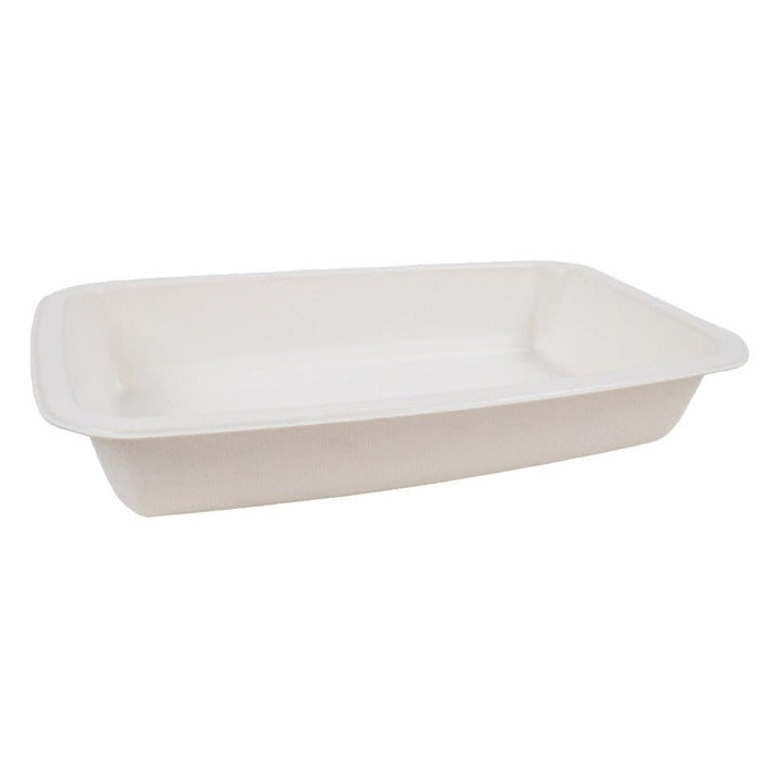 100pcs - Barquette scellable blanche en pulpe laminée PLA "gastronorme" 1/4 - 1200 ml - 26,5 cm x 16 cm x 4,5 cm