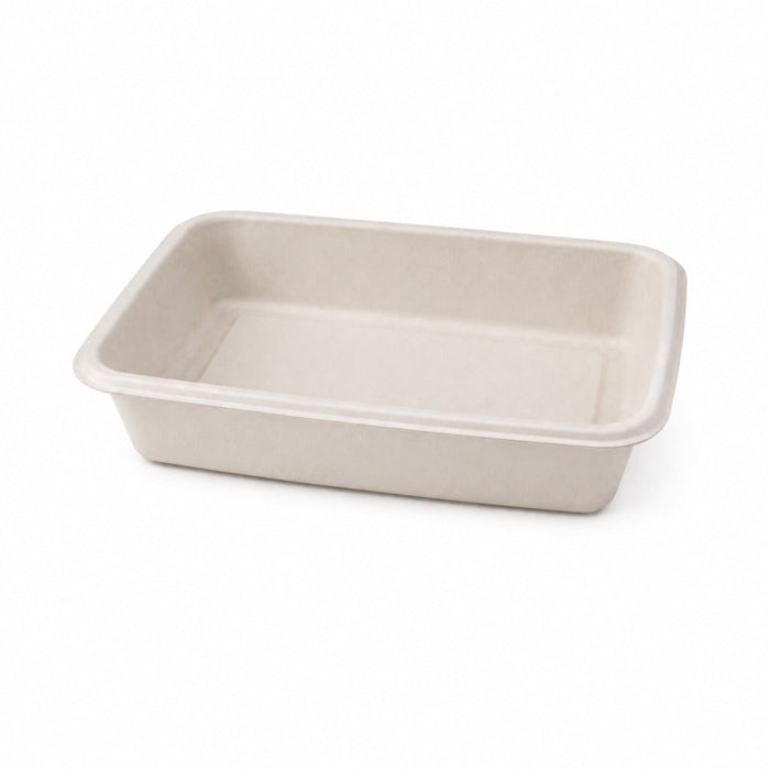 100pcs - Barquette scellable blanche en pulpe laminée PLA "gastronorme" 1/4 - 1450 ml - 26,5 cm x 16 cm x 5,5 cm