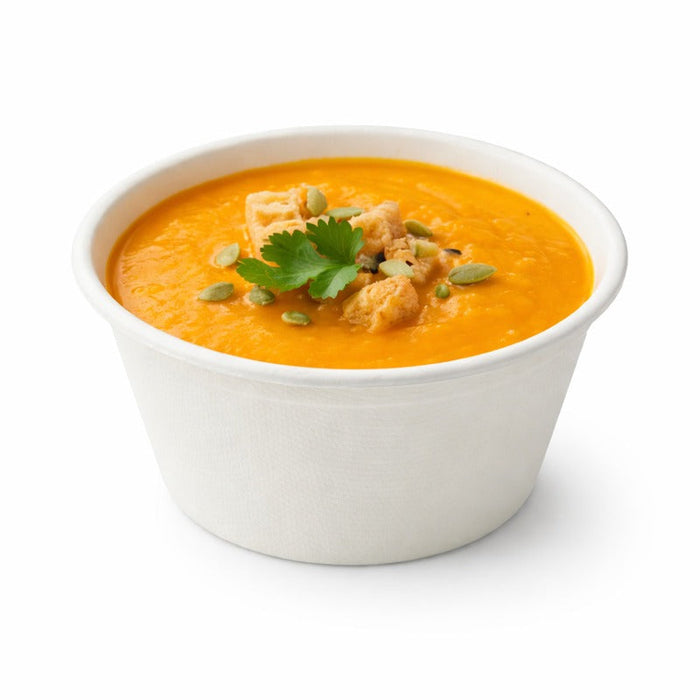 50pcs - Pot à soupe blanc en pulpe - 350 ml - Ø 11,6 cm - H 6,3 cm