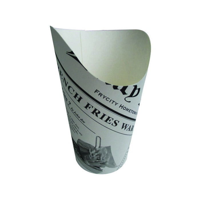 50pcs - Gobelet carton snack blanc décor "Journal" - 325 ml - Ø 8,8 cm - H 13,3 cm