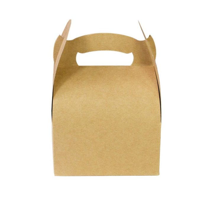 50pcs - Boîte pâtissière haute carton kraft brun avec poignée - 11 cm x 10 cm x 15,3 cm