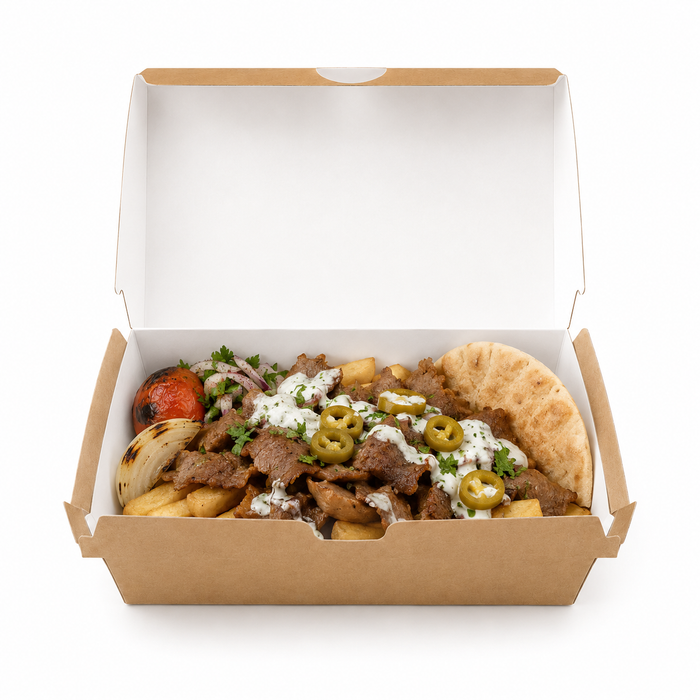 50pcs - Boîte kebab carton kraft taille S - 23,5 cm x 13,7 cm x 8 cm