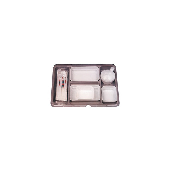 50pcs - 33,5x25x6,3cm - Kit complet repas froid plastique PS blanc