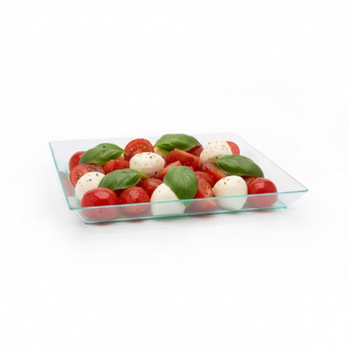 50pcs - Elément de plateau réutilisable plastique vert transparent "Klarity" - 13 cm x 13 cm