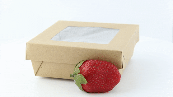 25pcs - Boîte "Kray" carrée carton brun avec couvercle à fenêtre - 700 ml - 13,5 cm x 13,5 cm x 5 cm