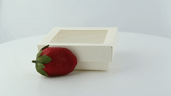 25pcs - Boîte "Kray" carrée carton blanc avec couvercle à fenêtre - 350 ml - 11,5 cm x 11,5 cm x 4 cm