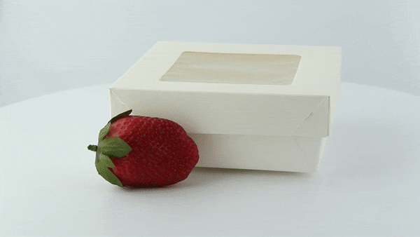25pcs - Boîte "Kray" carrée carton blanc avec couvercle à fenêtre - 700 ml - 13,5 cm x 13,5 cm x 5 cm