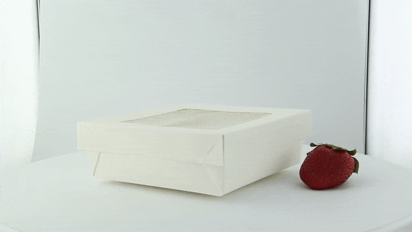 25pcs - Boîte "Kray" carrée carton blanc avec couvercle à fenêtre - 950 ml - 15,5 cm x 15,5 cm x 5 cm